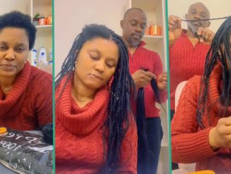 "They Charge N217k": Canada-based Man Braids Wife's Hair Himself Due to High Cost of Saloon Visit