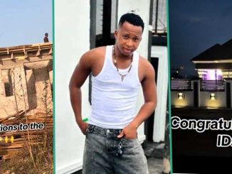 "God We Are Grateful": Nigerian Man Happy As He Builds Mansion, Decorates it Beautifully
