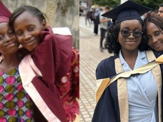 Nigerian lady recreates graduation photo with her mother as she bags Master's degree (IMAGES)