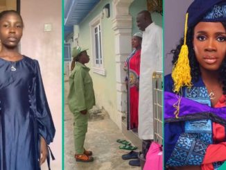 Young Lady Salutes and Embraces Parents in Her NYSC Uniform, They Pray For Her