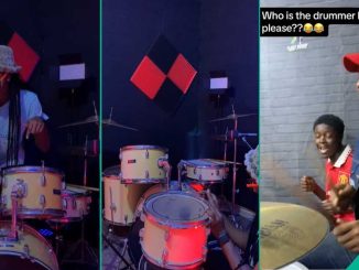 Nigerian Lady with Drumming Skills Delight Young Man Wearing Manchester United Jersey