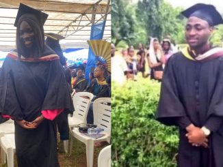 Davido reacts as female fan recreates his graduation photo