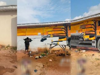 "I go fit drive am" – Netizens React As Artist Transforms Building Into Amazing Truck Painting (VIDEO)