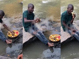 Sh0ck and outr@ge as man eats sacrif!ce meant for the gods (VIDEO)