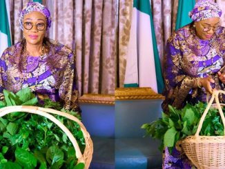 "We need to start growing the food we eat" – First Lady Oluremi Tinubu unveils the first harvest from her home garden