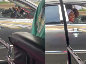 "MY BELOVED WIFE ONLY" – Nigerian man melts heart over the customized seat he reserved in his car for his wife (VIDEO)