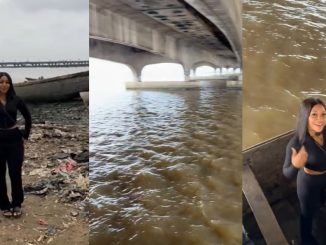 "Everybody sha wan trend" – Lady r!sk it all as she tours under Third Mainland Bridge without a life jacket (WATCH)