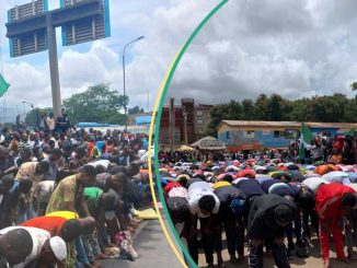 Muslim Protesters Observe Friday Prayer on Protest Ground in Lagos, Photos Emerge