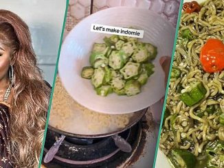 Lady Trends Online after Preparing Noodles With Okra, Video Shows Unusual Cooking Process