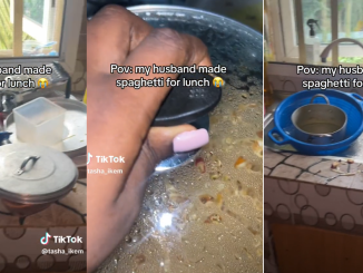 "Did he hire caterers?" – Lady lamǝnts over the messy state of the kitchen after her husband prepared spaghetti for lunch (WATCH)