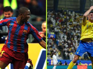 Video Shows Samuel Eto’o Celebrating Like Ronaldo After Crossbar Challenge: “Siuu”