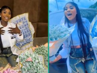 Nigerian Graduate Signs Out from School with Car Full of Money Gifts, Celebrates Cheerfully