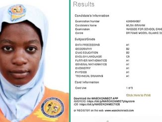 WAEC Candidate From Nasarawa School Scores A1 in Technical Drawing And A1 in Further Mathematics