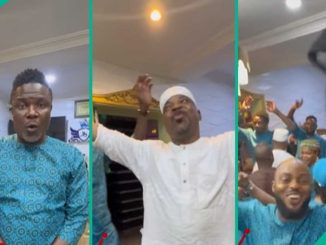 Viral Video As MC Oluomo and His Crew Jump on “I’m Not” Challenge, Fans React: “They Killed English”