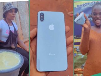 Lady Who Sells Akara Buys iPhone X For Her Sister, Changes Her Old Phone Whic is Always Hanging