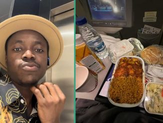 Man Who Travelled With Air Peace from London to Lagos Reacts to Food He Was Served, Releases Photo