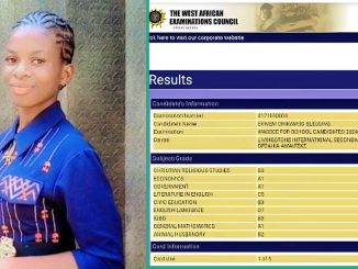 WAEC Result of Beautiful Girl Surfaces Online As She Scores D7 in English and A1 in Mathematics