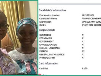 WAEC Result of Brilliant Girl Who Scored A1 in 7 Subjects Impresses Her Mother