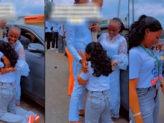 Heart-warming Moment Lady Kneels To Thank Her Husband For Financing Her Entire University Education, Goes Viral (WATCH)