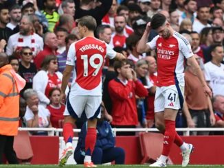 EPL: Arsenal drops points against Brighton as Declan Rice sees red