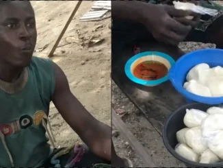 Man takes on challenge to finish 24 wraps of fufu, result shocks many