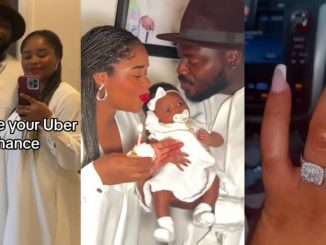 Nigerian lady welcomes baby months after engagement to uber driver