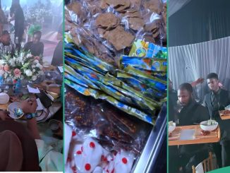 Couple Serve Guests Packaged Garri, Milk and Sugar at Their Wedding, Video Generates Buzz