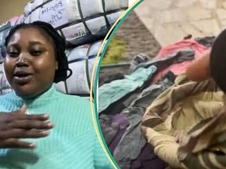 Okrika Seller Cries Out after Finding Unusual Object Inside Different Bales, Video Goes Viral