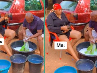 Nigerian Lady Proudly Shares Video of Her Dad Washing Her Clothes while She Relaxes, Generates Buzz