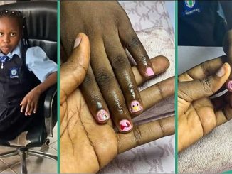 Video Trends as 8-Year-Old Girl in School Uniform Paints Her Nails at Salon, People React