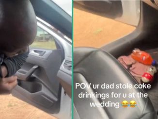 Lady Amused as Her Father Steals Drinks at Wedding for Her, Releases Video of Him in the Act