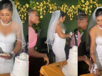 "No" - Moment Mauritian bride refuses to kneel to give her Nigerian groom cake at wedding (WATCH)