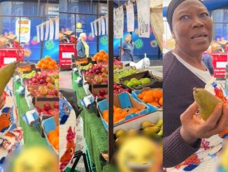 "It's impossible to eat" - Nigerian grandma bem.oans after discovering a pear in a UK market costs 2,000 Naira (VIDEO)