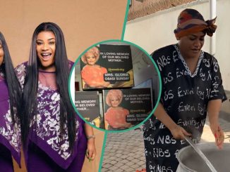 Nkechi Blessing Celebrates Mum’s 3rd Remembrance, Shares Raw and Cooked Food to the Needy