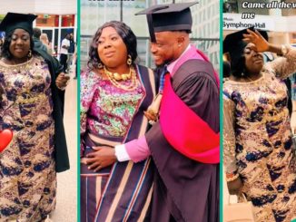 Nigerian Man Graduates from UK University, Cries With His Excited Mother In Touching Video