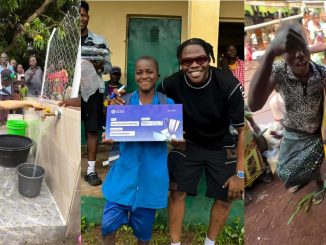 Asherkine stirs emotion as he gifts Jos natives borehole, foodstuff, and back-to-school packages (VIDEO)