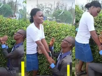 Drama ensues as man proposes to lady in public, video causes buzz