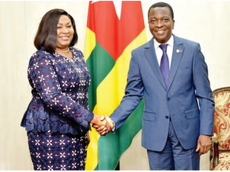 L-R: Speaker of the ECOWAS Parliament, Rt. Hon. Memounatou Ibrahima,  during a courtesy visit  to the Speaker of the Togolese National Assembly, Sevon-Tepe Kodjo Adedze, in Lome, Togo on the sidelines of the Third Extraordinary  session of the ECOWAS Parliament 2024