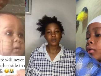 Nigerian lady prays never to be reborn into her father's family over son's tribal marks