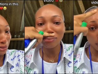 Lady sheds hot tears as she finally signs out of school, video stirs emotions