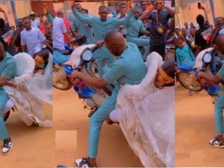 "This is what they mean by 'you are driving me crazy" – A man and his bride's bike dance trends