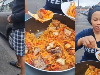 Nigerian woman sells swallow, banga rice for £10 per plate in the UK