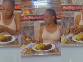 "She fed her chi first" – Moment lady dropped a few grains of rice on the floor before eating at a restaurant (WATCH)