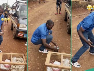 Funny Hawker Impresses Netizens With Skills He Used To Remove Chaff From Groundnuts