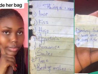 Lady Who Checked Her Younger Sister's Bags Shares Interesting Handwritten List She Found