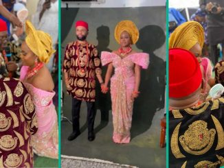 Yoruba Man Marries Pretty Igbo Lady, Wears Isi Agu in Colourful Wedding Ceremony