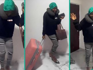 Lady Hoping to Travel Abroad Partakes in Hallelujah Challenge, Dances With Suitcase in Funny Video