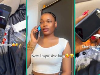 Nigerian Lady Gets Nokia 2720 Flip Phone with Strong Battery and Celebrates