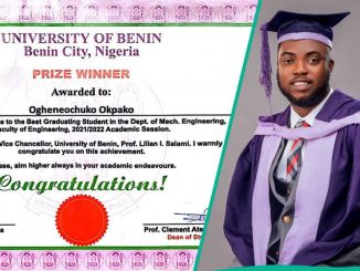 UNIBEN Graduate Gets N5,000 Cash Prize As Best Graduating Student in Department, Shares CGPA Online