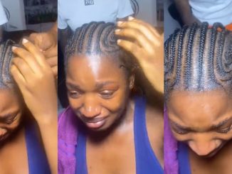 Lady brɘaks down in tɘars while braiding natural hair with extensions (WATCH)